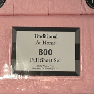 Traditional At Home 6pc Full Sheet Set power pink embossed floral print